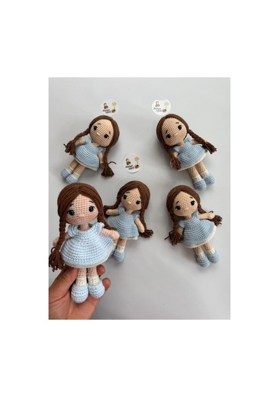 Adenya Sepeti Amigurumi Örgü Fındık Bebek-18 Cm-soft Mavi Çok Renkli