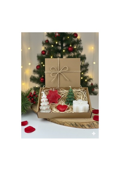 5'li Yılbaşı Mum Konsepti Noel Mumları Çok Renkli