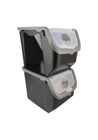 Digithome Coral 2'li Soğan Patates Saklama Kabı 12 Litre - Gri