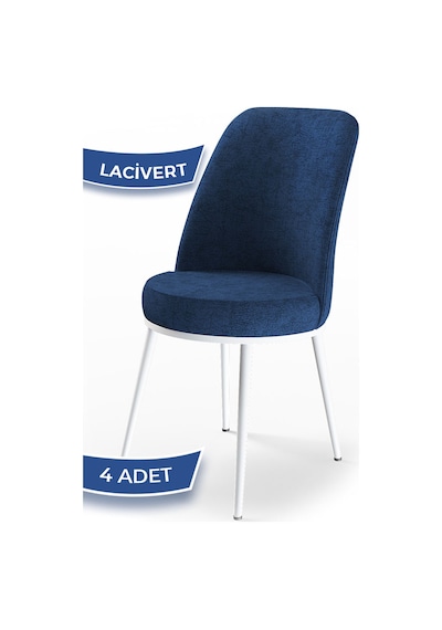 Canisa Concept Dexa Serisi Lacivert Renk 4 Adet Sandalye, Renk Lacivert, Ayaklar Beyaz Lajivert
