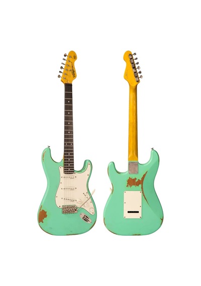Vintage V6 Icon Elektro Gitar - Distressed Ventura Green