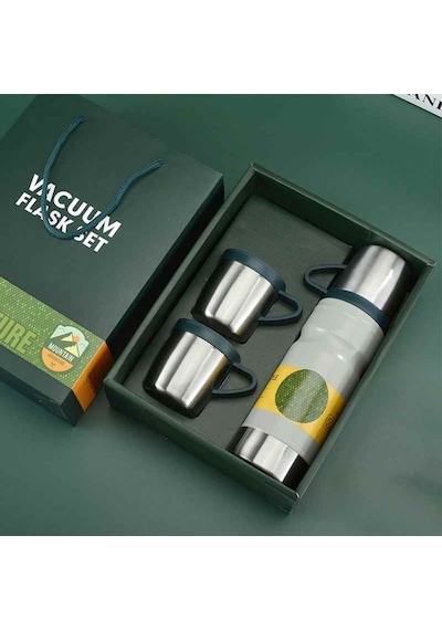 Kapris Çelik 3lü Termos Seti 680 Ml Beyaz Kap-290 Beyaz
