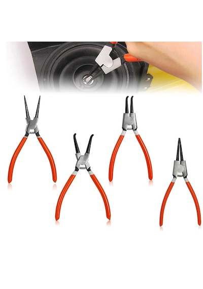 Profesyonel 4'lü Segman Pensesi Seti İç Dış Eğri Düz Uçlu Yaylı Pense Takımı 18 Cm 4 Lü Set