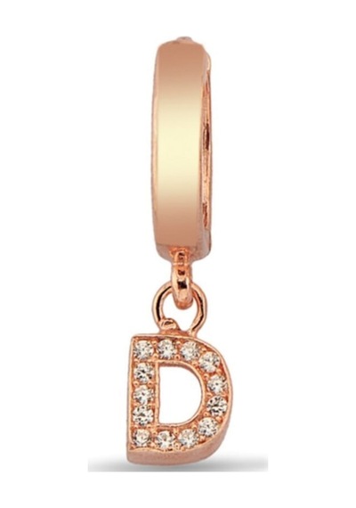 D Harfi Sallantılı 925 Ayar Gümüş Rose Tek Küpe - 12079402 Rose Gold