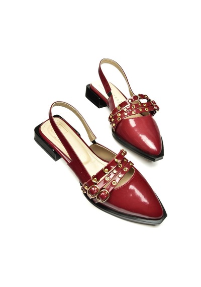 Fox Shoes U518700508 Bordo Rugan Alçak Topuklu Kadın Ayakkabı Bordo