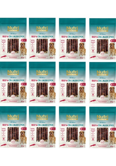 Nutri Canin Sığır Eti Sargılı Kolajen Çubuk Tahılsız Köpek Et Ödülü 80 G X 12 Adet