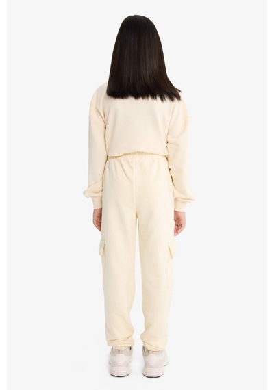 Defacto Kız Çocuk Beli Lastikli Kargo Jogger Eşofman Altı E6928a825auer134 Ekru