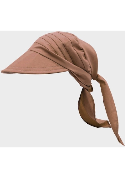 Külah Kadın Safari Bağlamalı Eşarp Siperli Bandana Plaj Şapkası - Bej