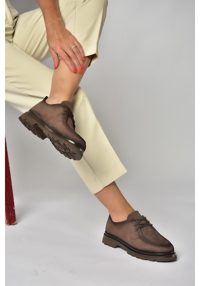 Fox Shoes Z555261101 Kahverengi Hakiki Deri Nubuk Kadın Ayakkabı