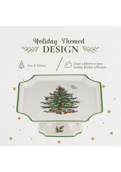 Spode Christmas Tree Footed Square Cake Plate 25cm / 10in - Ayaklı Kare Kek Ve Servis Tabağı Çok Renkli Spode Christmas Tree Footed Square Cake Plate 25cm / 10in - Ayaklı Kare Kek Ve Servis Tabağı Çok Renkli