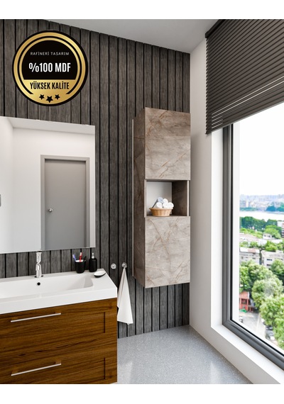 Lisa Bölmeli, Kapaklı Ve Duvara Monteli Banyo Dolabı Çok Amaçlı Dolap Gri