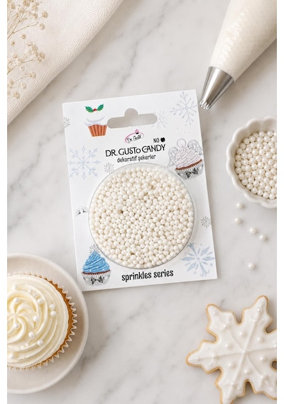 Dr. Gusto 2 Mm Beyaz Boncuk Pasta Süsleme Şekeri