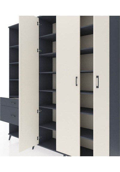 Hyperion Dolap 16 Raflı 2 Çekmeceli 3 Kapaklı 220x44x243 Antrasit-aytaşı/antrasit Aytası/antrasıt Hyperion Dolap 16 Raflı 2 Çekmeceli 3 Kapaklı 220x44x243 Antrasit-aytaşı/antrasit Aytası/antrasıt