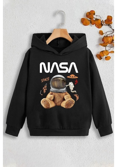Uyguntarz Çocuk Nasabear Baskılı Sweatshirt Siyah