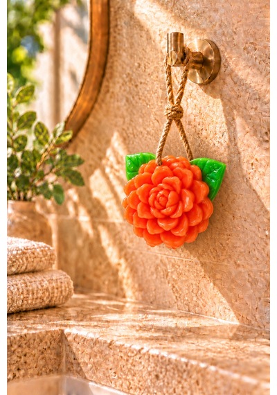Dekoratif Kokulu Sabun & Peeling Etkili Asılabilir Dekoratif Banyo Sabunu & Turuncu Yasemin Şekilli Katı Sabun 10,5x9,5 Cm - 938181363 Diğer