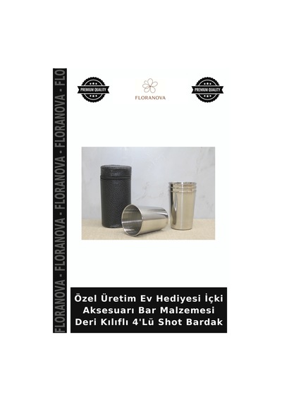 Özel Üretim Ev Hediyesi İçki Aksesuarı Bar Malzemesi Deri Kılıflı 4'lü Shot Bardak