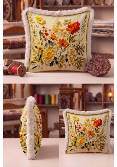 Çiçek Desenli Bahar Bahçe Saçaklı Yastık Kılıfı - Botanik Floral Boho Vizon Püsküllü Kırlent Kılıfı Sakin Esinti Ritüel Çiçek Desenli Bahar Bahçe Saçaklı Yastık Kılıfı - Botanik Floral Boho Vizon Püsküllü Kırlent Kılıfı Sakin Esinti Ritüel