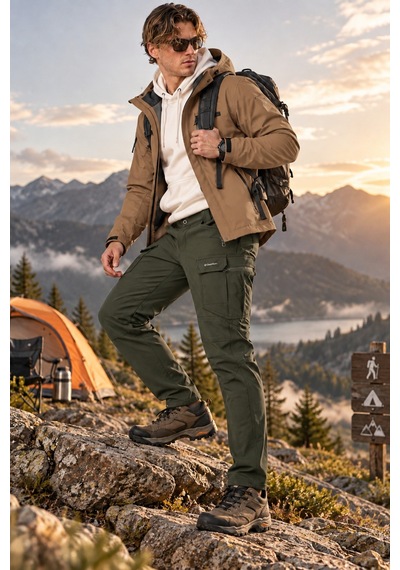 Dechers Erkek Kışlık Softshell İçi Polarlı Rüzgar, Soğuk & Su Geçirmez Taktik Pantolon - E232 Haki