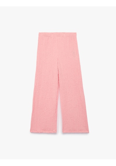 Koton Bürümcük Kumaş Geniş Paça Pantolon Pembe 7wkg40078ak Gül