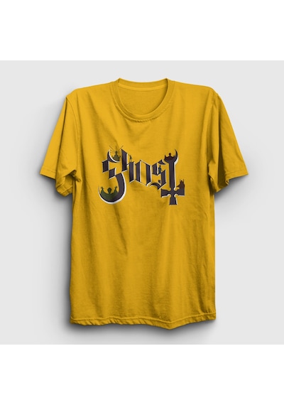 Presmono Unisex Logo Ghost T-shirt Sarı