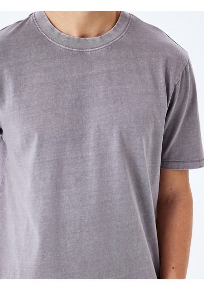 Koton Pamuklu Yıkamalı Regular Fit Kısa Kollu Bisiklet Yaka Tişört Mor 5sam10190hk Mor