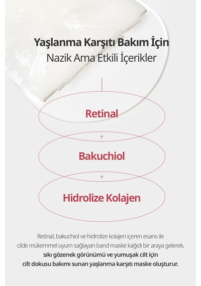 Retinal Ve Kolajenle Kırışıklık Ve Gözenek Karşıtı Maske Dermatory Pro Vita-a Retinal Derm Band Mask