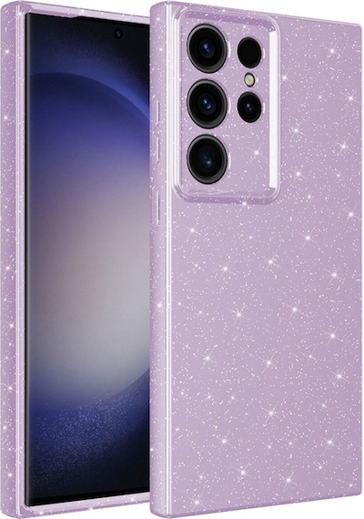 Galaxy S23 Ultra Kılıf Kamera Korumalı Simli Lüks Zore Koton Kapak Lila