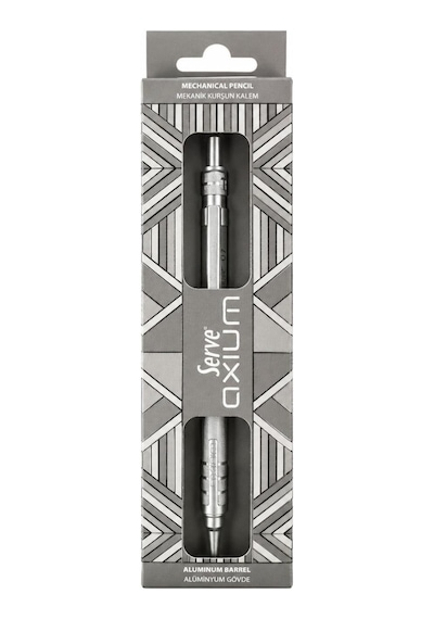 Serve Axium Mekanik Kurşun Kalem 0.7 Mm Alüminyum Gövde - Metalik Gri Çok Renkli
