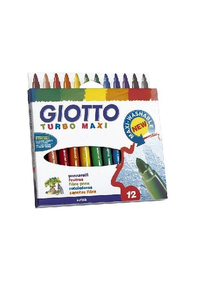 Giotto Turbo Maxi Jumbo Kalın Uçlu Keçeli Boya Kalemi 12'li