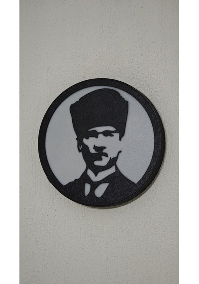 Morfem3d Atatürk Silüetli Led Aydınlatmalı Daire Lamba Model 5 Duvar & Masa Üstü Kullanım Siyah - Beyaz