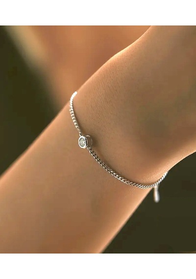 0.30 Karat Yuvarlak Moissanite Taşlı Kadın Gümüş Bileklik Gümüş