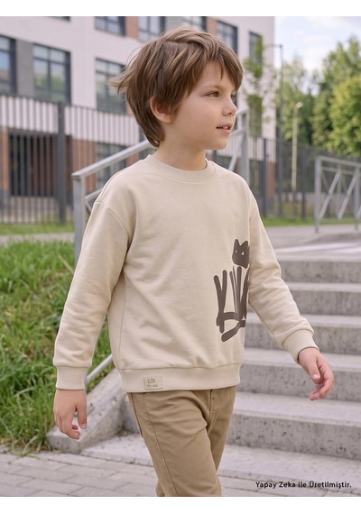 Civil Boys Civil Erkek Çocuk Kıng Baskılı Sweatshirt 3 İp Uzun Kol Okul Kreş Ve Günlük Kullanım - Bej Taş Rengi Civil Boys Civil Erkek Çocuk Kıng Baskılı Sweatshirt 3 İp Uzun Kol Okul Kreş Ve Günlük Kullanım - Bej Taş Rengi