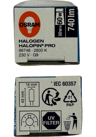Osram Halopin 50w 60w 2800k Sarı Işık G9 Duylu Halojen Ampul 4 Adet