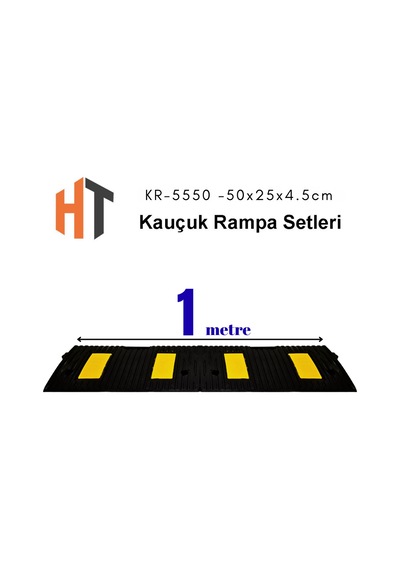 1 Metre Kauçuk Rampa, Otopark Rampası, Kaldırım Rampası 25 X 50 X 4,5 Cm