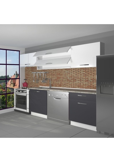 Decoraktiv Elite 220 Mdf Hazır Mutfak Dolabı - Tezgah Dahil - Antrasit Beyaz Antrasit - Beyaz Decoraktiv Elite 220 Mdf Hazır Mutfak Dolabı - Tezgah Dahil - Antrasit Beyaz Antrasit - Beyaz