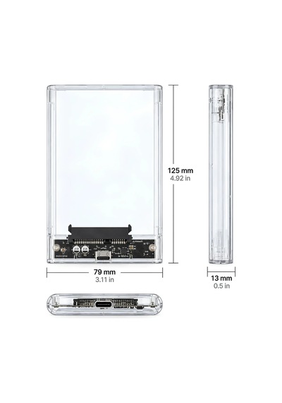Type-c 2.5" Hdd Ssd Harici Disk Kutusu Şeffaf Usb 3.0 Sata Iıı 5gbps Uasp Destekli Windows Mac Linux Uyumlu