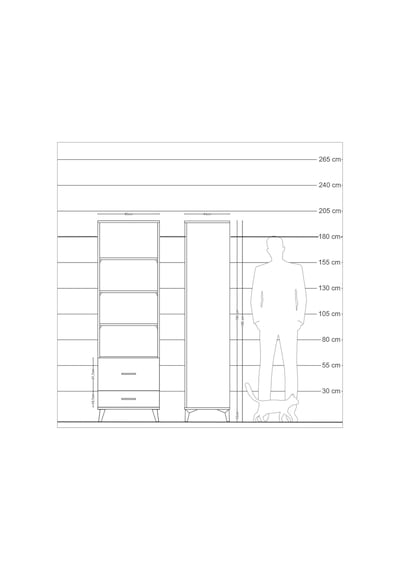 Hyperion Dolap 4 Raflı 2 Çekmeceli 60x44x195 Aytaşı-antrasit Aytaşı