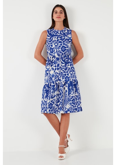 Lela Desenli Regular Fit Kolsuz Bayan Elbise 5865731 Saks