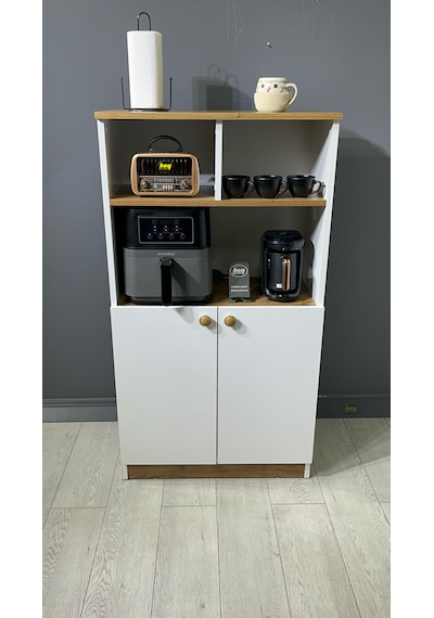 Parla Kahve Köşesi Çok Amaçlı Dolap Kiler Dolabı Mutfak Bangosu Erzak Dolabı Bölmeli Beyaz 72 Cm Beyaz - Ceviz Parla Kahve Köşesi Çok Amaçlı Dolap Kiler Dolabı Mutfak Bangosu Erzak Dolabı Bölmeli Beyaz 72 Cm Beyaz - Ceviz