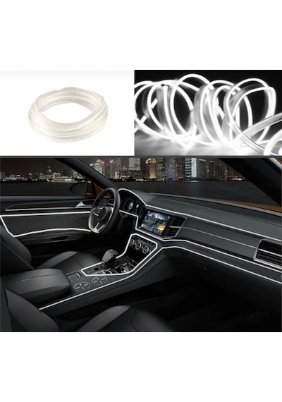 Araç Içi Neon Şerit Led 3 Metre Beyaz  (Torpido Ledi)  (527438801)