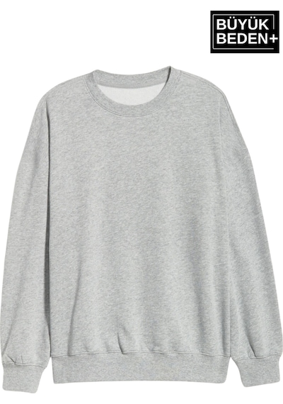 Süperlife Kadın Büyük Beden Bisiklet Yaka İnce Sweatshirt Spr24bswk56 Gri Melanj