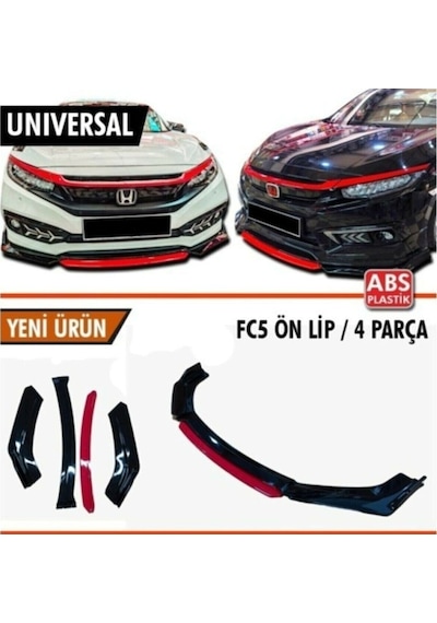 Universal Flaplı 4 Parça Lip Piano Black Kırmızı Dilli