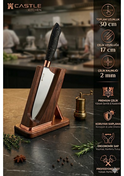 Black Copper Serisi 5 Li Mutfak Bıçağı Et Ekmek Sebze Mutfak Şef Bıçak Seti Mft-568 Siyah