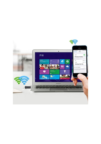 Ally Çift Bant 600 Mbps 2.4 - 5 GHz USB Kablosuz Wi-Fi Adaptör