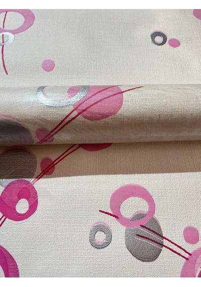 Pembe Geometrik Desen Ucuz Duvar Kağıdı 222 Çok Renkli
