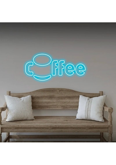 Coffee Yazılı Neon Tabela Turkuaz