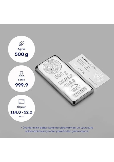 500 Gram Gümüş Külçe 999.9