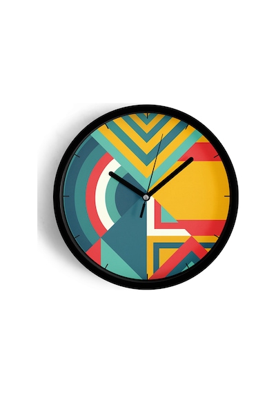 Soyut - Geometrik Temalı Modern Duvar Saati - 30cm - Önü Camlı Siyah Kasa - Sessiz Mekanizma-jh0265 Siyah