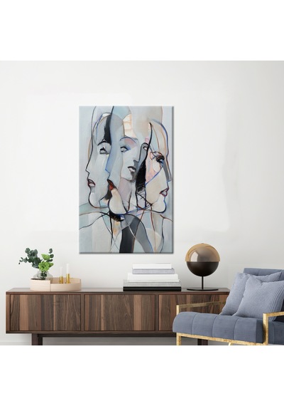 50x70cm 1 Parça Kanvas Tablo, Kadın Yüz Boyama Baskısı