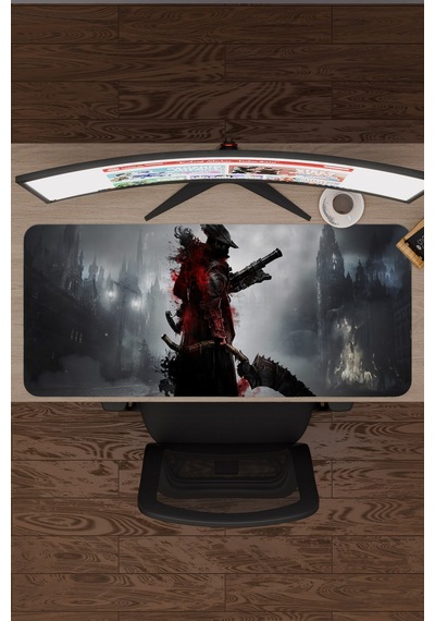 Bloodborne Kaymaz Dikişli Kauçuk Oyuncu Mousepad V5 - 90x40 Xxl Gaming Mouse Pad Fare Altlığı
